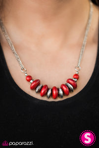 Paparazzi "On Mountain Time" Red Necklace & Earring Set Paparazzi Jewelry