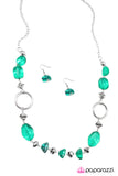 Paparazzi "On The Rocks" Green Necklace & Earring Set Paparazzi Jewelry