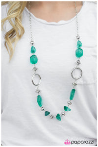 Paparazzi "On The Rocks" Green Necklace & Earring Set Paparazzi Jewelry