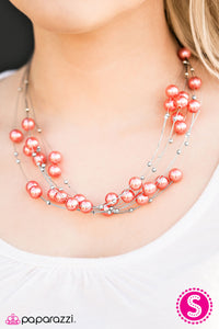 Paparazzi "Pearl Armada" Orange Necklace & Earring Set Paparazzi Jewelry