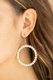 Paparazzi "Pearl Palace" Gold Glassy White Rhinestone Earrings Paparazzi Jewelry