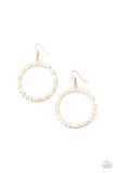 Paparazzi "Pearl Palace" Gold Glassy White Rhinestone Earrings Paparazzi Jewelry