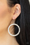 Paparazzi "Pearl Palace " White Pearl Rhinestone Silver Hoop Earrings Paparazzi Jewelry