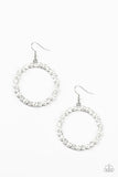 Paparazzi "Pearl Palace " White Pearl Rhinestone Silver Hoop Earrings Paparazzi Jewelry