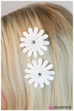 Paparazzi "Petal Pusher" White Hair Clip Paparazzi Jewelry