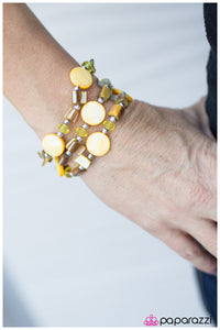 Paparazzi "Pile It On - Yellow" bracelet Paparazzi Jewelry