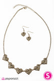 Paparazzi "Playing My Heartstrings" Brass Necklace & Earring Set Paparazzi Jewelry