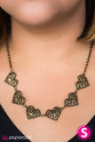 Paparazzi "Playing My Heartstrings" Brass Necklace & Earring Set Paparazzi Jewelry