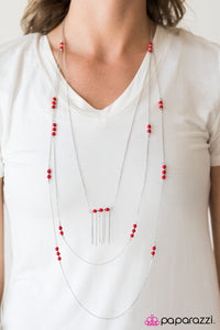 Paparazzi "Pleasant Paradise" Red Necklace & Earring Set Paparazzi Jewelry