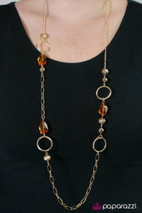Paparazzi "Please, Hold Your Applause" Orange Gold Necklace & Earring Set Paparazzi Jewelry