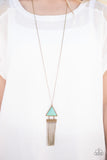 Paparazzi VINTAGE VAULT "Point Of The Mountain" Brass Necklace & Earring Set Paparazzi Jewelry