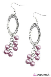 Paparazzi "Monte Carlo" Purple Pearl Silver Oval Earrings Paparazzi Jewelry