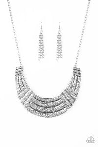 Paparazzi "Ready To Pounce” Silver Necklace & Earring Set Paparazzi Jewelry