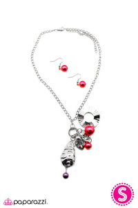 Paparazzi "All In Good Cheer" Red Necklace & Earring Set Paparazzi Jewelry