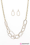 Paparazzi "Retrograde" Brass Necklace & Earring Set Paparazzi Jewelry