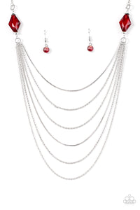 Paparazzi "Rich Beyond Your Wildest GLEAMS!" Red Necklace & Earring Set Paparazzi Jewelry