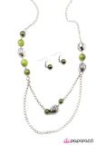 Paparazzi "Right On Time" Green Necklace & Earring Set Paparazzi Jewelry