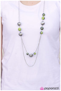 Paparazzi "Right On Time" Green Necklace & Earring Set Paparazzi Jewelry