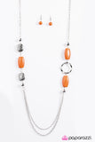 Paparazzi "Right On Time" Orange Necklace & Earring Set Paparazzi Jewelry