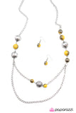 Paparazzi "Right On Time" Yellow Necklace & Earring Set Paparazzi Jewelry