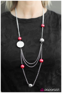 Paparazzi "Ripple Of Excitement" Red Necklace & Earring Set Paparazzi Jewelry