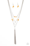 Paparazzi "River Rock Rio" Yellow Necklace & Earring Set Paparazzi Jewelry