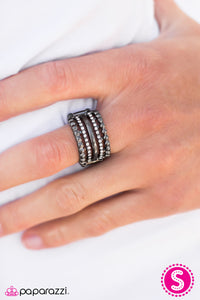 Paparazzi "Row After Row - Black" ring Paparazzi Jewelry