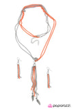 Paparazzi "Ruffle Your Feathers" Orange Necklace & Earring Set Paparazzi Jewelry