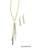 Paparazzi "Ruffle Your Feathers" Yellow Necklace & Earring Set Paparazzi Jewelry