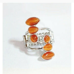 Paparazzi "Wraparound Radiance"  Orange Moonstone Silver Fashion Fix Ring Paparazzi Jewelry