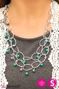 Paparazzi "Season Premiere" Green Necklace & Earring Set Paparazzi Jewelry