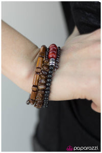 Paparazzi "Second Nature" Brown Red Bracelet Bracelet Paparazzi Jewelry