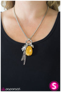 Paparazzi "See How High You Can Fly" Yellow Necklace & Earring Set Paparazzi Jewelry