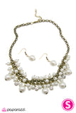 Paparazzi "She Said Yes" White Brass Necklace & Earring Set Paparazzi Jewelry