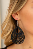 Paparazzi "Shoulda Coulda WOODa" Black Wooden Teardrop Laser Cut Earrings Paparazzi Jewelry