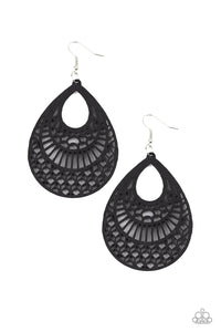 Paparazzi "Shoulda Coulda WOODa" Black Wooden Teardrop Laser Cut Earrings Paparazzi Jewelry