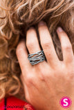 Paparazzi "Sparkling Speedways - Silver" ring Paparazzi Jewelry