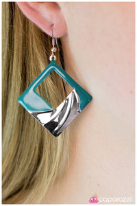 Paparazzi "Square Dancin" Blue Earrings Paparazzi Jewelry