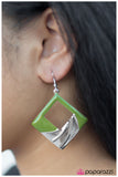 Paparazzi "Square Dancin" Green Earrings Paparazzi Jewelry