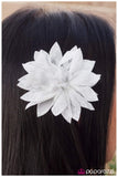 Paparazzi "Standing BLOOM Only" White Hair Clip Paparazzi Jewelry