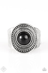 Paparazzi VINTAGE VAULT "Target Trance" FASHION FIX Black Ring Paparazzi Jewelry