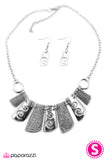 Paparazzi "Survival Of the Glitziest" Silver Necklace & Earring Set Paparazzi Jewelry