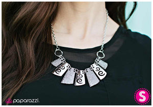 Paparazzi "Survival Of the Glitziest" Silver Necklace & Earring Set Paparazzi Jewelry