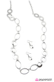 Paparazzi "Takin Care Of Business" Silver Necklace & Earring Set Paparazzi Jewelry