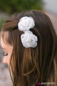 Paparazzi "Tea For Two - White" hair clip Paparazzi Jewelry