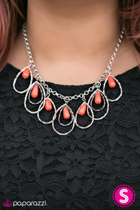 Paparazzi "TEAR-rifically Terrific" Orange Necklace & Earring Set Paparazzi Jewelry