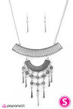 Paparazzi "The Grand Geisha" Silver Necklace & Earring Set Paparazzi Jewelry