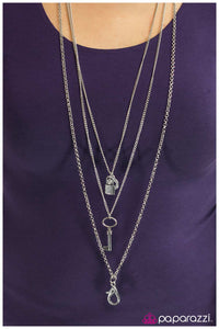 Paparazzi "The Key to Success" Silver Necklace & Earring Set Paparazzi Jewelry