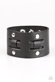 Paparazzi "The Rust Belt" Black Leather Silver Studs Urban Unisex Bracelet Paparazzi Jewelry