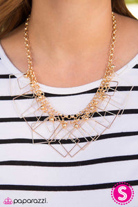 Paparazzi "The Square Off" Gold Necklace & Earring Set Paparazzi Jewelry